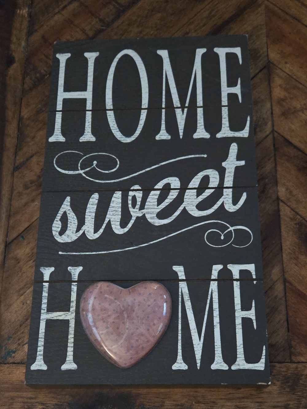 Home Sweet Home Wooden Wall Sign with Pink Heart
